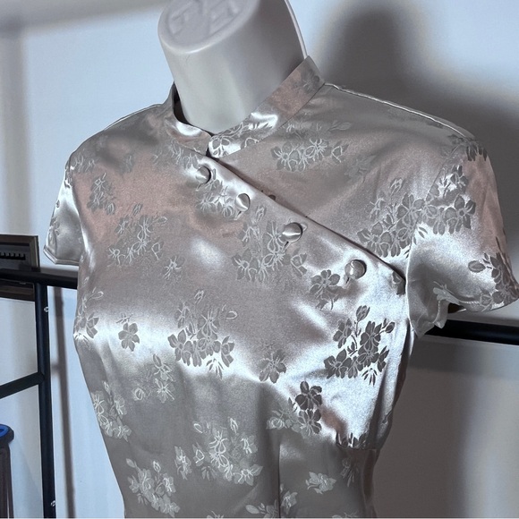 Vintage Traditional Formal Fitted Evening Wear Gold Cheongsam - Picture 6 of 12